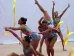 Equipe de Joinville no conjunto de trs fitas e duas cordas na Ginstica Ritmica