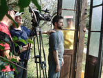 Escritores - Gravao do programa A Visita - Cinegrafista Marcelo Theil, diretor Gilberto Perin e diretor de arte, Bernardo Zortea