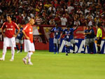 Aos trs minutos do segundo tempo Quiroz recebe de Rojas pela esquerda, entra livre na rea e bate na sada de Pato Abbondanzieri - Inter 0x1 Emelec
