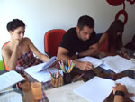 Miri Possani, Cris Pereira e Marcela Hoeppers na leitura do roteiro da srie