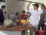 Elenco e equipe nas gravaes de On Line      