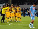 Napoli 2x3 Parma - Campeonato Italiano - Jogadores do Parma comemoram aps o trmino da partida