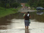 Rua alagada em Joinville
