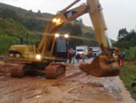 Barreira caiu no km 258 no Morro Aguda, na BR-101 em Paulo Lopes, na Grande Florianpolis
