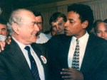 Candidato Lindo Cristaldo, do PDT, com Brizola