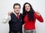 Candidata Sueme Pompeo de Mattos, do PDT, e o tio, o deputado Pompeo de Mattos