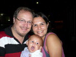 Otvio, Carla e Valentina fazendo careta