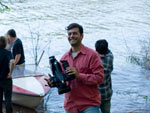 O ator Leonardo Machado e equipe
