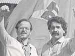 Tarso Genro ao lado de Olvio Dutra durante a sua campanha para prefeito da Capital em 1988