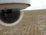 Viso do local onde a cmera est instalada, no detalhe  possivel observar as linhas da soja