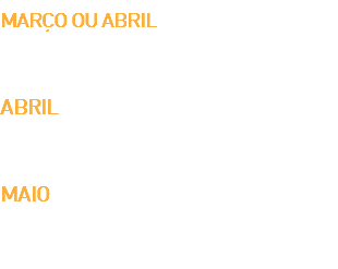 MARÇO OU ABRIL
Festa Regional do Palmito
Local: Sociedade Rio da Prata ABRIL
Festa do Tiro Rei Local: Sociedade Dona Francisca MAIO
Bandoneon Fest
Local: Sociedade Rio da Prata