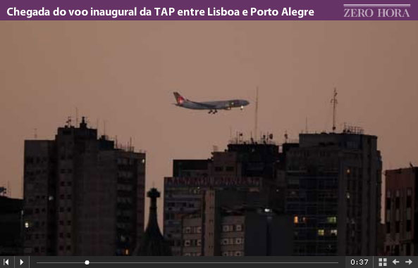 Chegada do voo inaugural da TAP a Porto Alegre